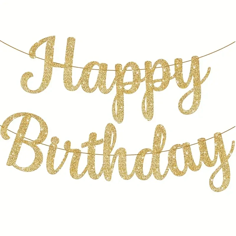 Nápis HAPPY BIRTHDAY – zlatý glitrový, velký