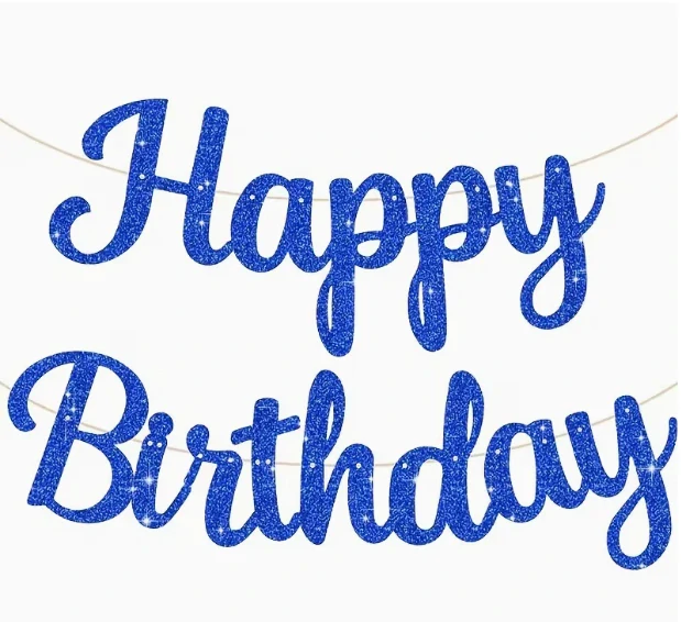 Nápis HAPPY BIRTHDAY – modrý glitrový, velký