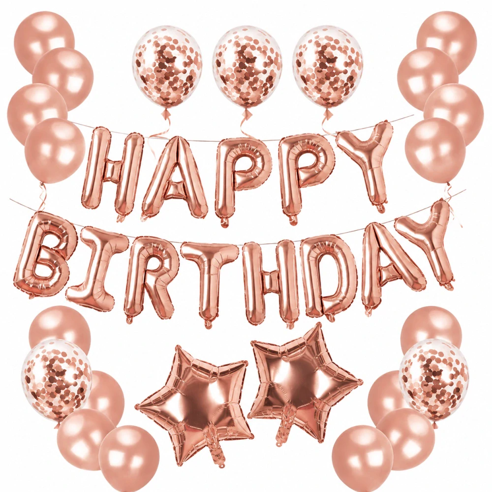 Sada balónků – Happy Birthday růžovozlatá + 14 balónků