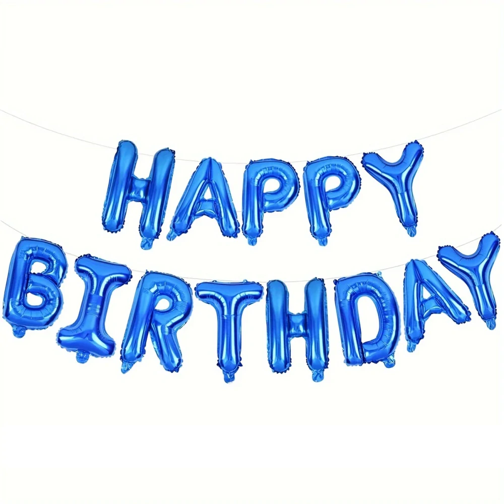 Fóliový nápis HAPPY BIRTHDAY – modrý (40 cm výška písmen)