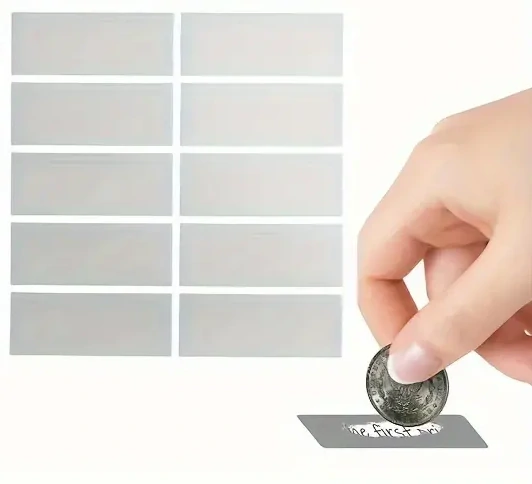 Stírací samolepky na výrobu losů - 10 ks (6,1 x 2,5 cm) stříbrné