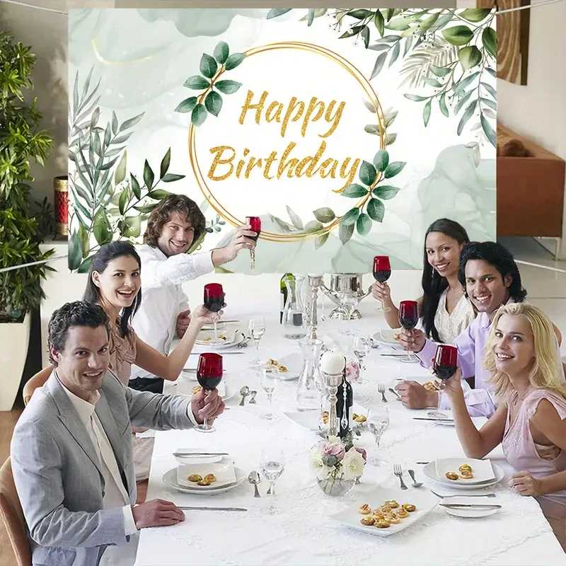 Fotopozadí HAPPY BIRTHDAY - zelené (180×110 cm)