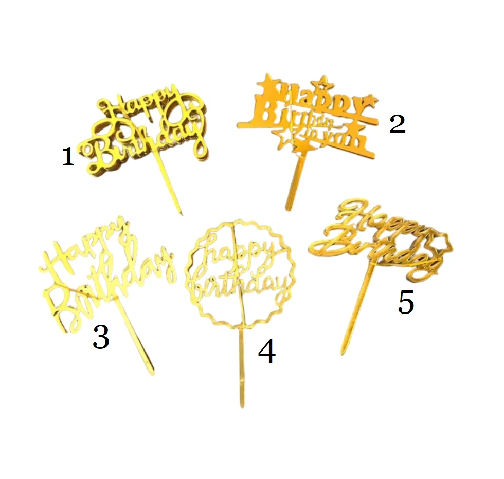 Zápichy do dortu - Happy birthday černé