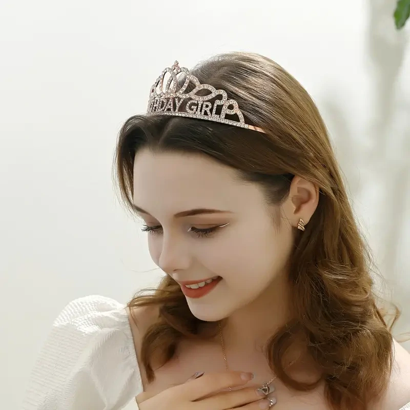 Kovová narozeninová čelenka HAPPY BIRTHDAY růžovozlatá