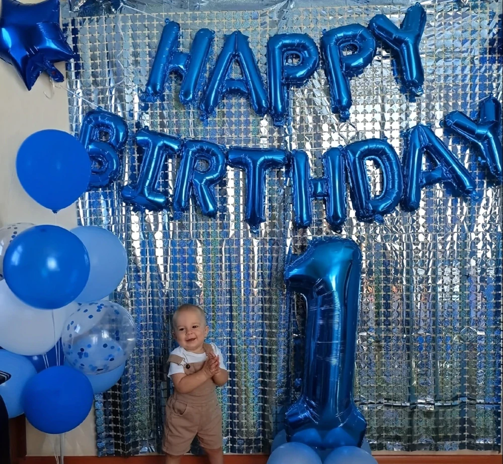 Fóliový nápis HAPPY BIRTHDAY – modrý (40 cm výška písmen)