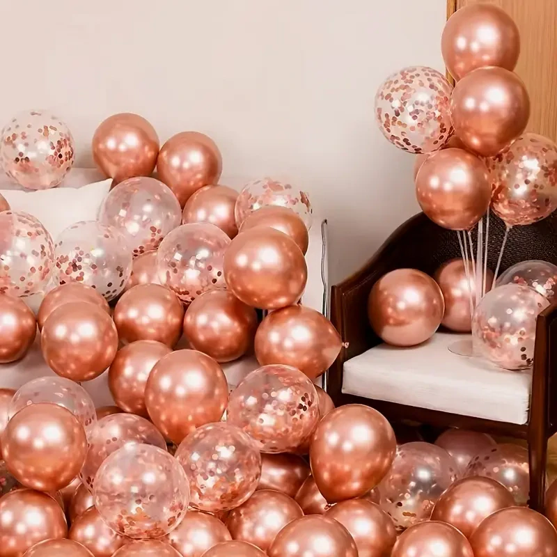 Sada latexových balónků – růžovozlatý mix (10 ks)