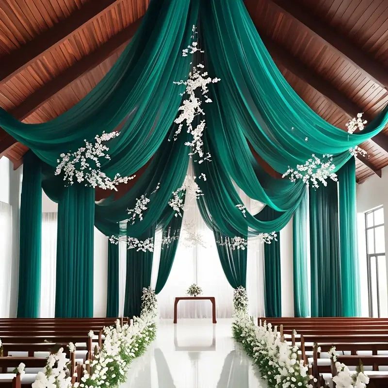 Organza - dekorační látka smaragdově zelená (74 cm x 3 m)