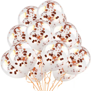 Průhledné latexové balónky s konfetami – Oranžové(5 ks)