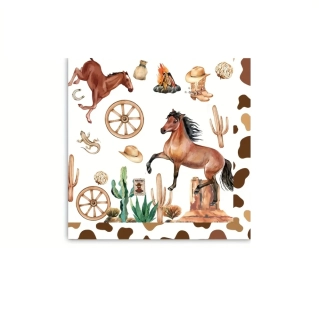 Papírové ubrousky- western s koňmi (16 cm), 10 ks