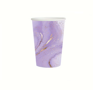 Papírové kelímky - fialový mramor (250 ml), 10 ks