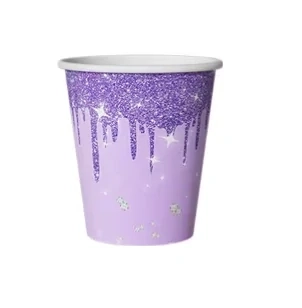 Papírové kelímky - fialové třpytky (250 ml), 10 ks