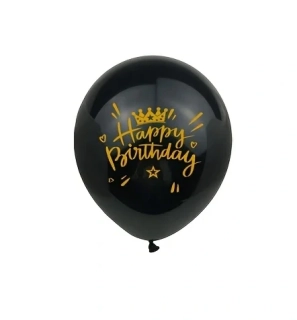 Latexový balónek s nápisem HAPPY BIRTHDAY – černý 4 ks (25 cm)