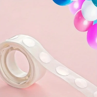 Lepicí tečky na balónky – transparentní páska (100 ks)