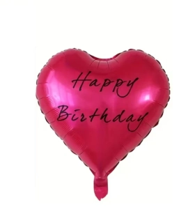 Fóliový balónek srdce – růžová 45 cm HAPPY BIRTHDAY