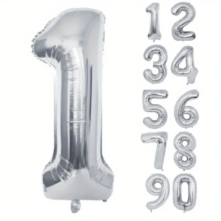Fóliový balónek číslice - stříbrná