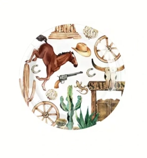 Papírové talířky - narozeninové western (23 cm), 10 ks
