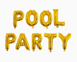 Fóliový nápis POOL PARTY – zlatý (40 cm výška písmen)