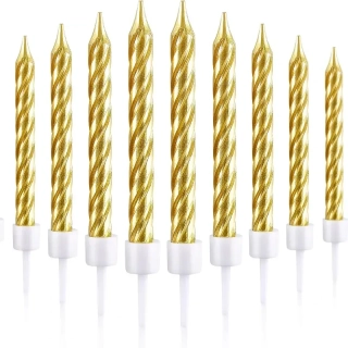 Dortová svíčka spirálová - zlatá