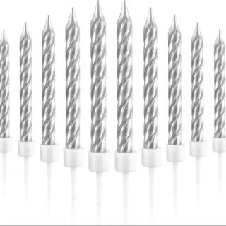 Dortová svíčka spirálová - stříbrná