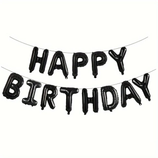 Fóliový nápis HAPPY BIRTHDAY – černý (40 cm výška písmen)